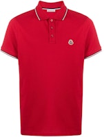 Moncler SS21 Red Solid Logo Stripe Short Sleeve Polo Shirt 8A7030084556455 Moncler SS21 Red Solid Logo Stripe Short Sleeve Polo Shirt 8A7030084556455