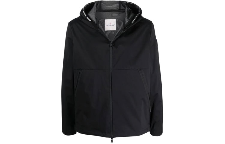 Moncler SS21 Solid Color Zip-Up Hoodie Jacket Black () G10911A74900539HW999