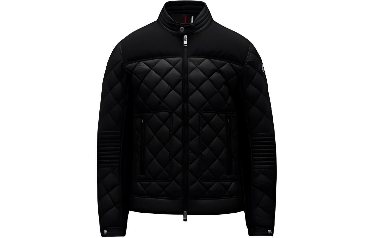Moncler SS21 Unisex Black Puffer Jacket with Stand Collar and Detail Panels. 0911A0005068950999