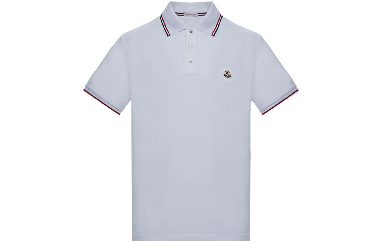 Buy Moncler SS21 白色罗纹条纹短袖 Polo 衫. H10918A7030084556001