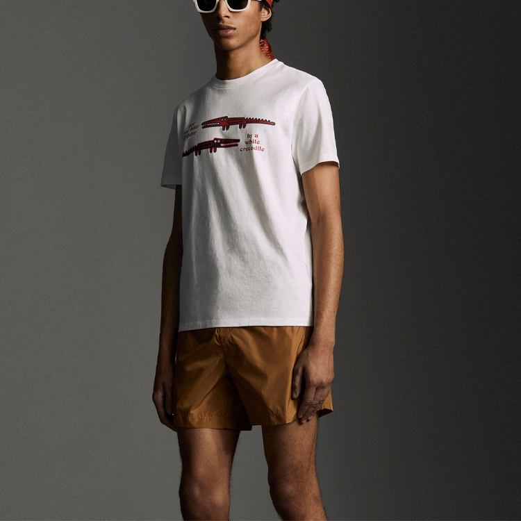 Moncler SS21 White Short-Sleeve T-Shirt with Crocodile Print 0928C74210829FB034 圖 3