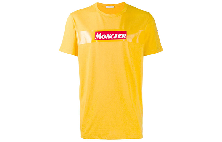 Moncler SS21 Yellow Cotton Logo Crewneck Short Sleeve T-Shirt 80484508390T340