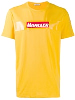 Moncler SS21 Yellow Cotton Logo Crewneck Short Sleeve T-Shirt 80484508390T340 Moncler SS21 Yellow Cotton Logo Crewneck Short Sleeve T-Shirt 80484508390T340
