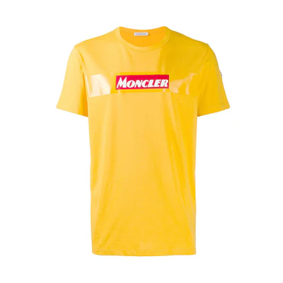 Moncler SS21 Yellow Cotton Logo Crewneck Short Sleeve T-Shirt 80484508390T340
