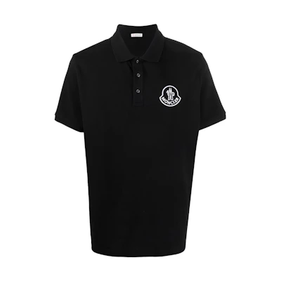 Moncler SS22 Black Cotton Polo Shirt with Mother of Pearl Buttons. H10918A0000484556999