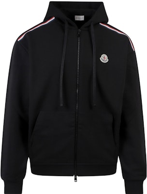 Moncler SS22 Black Logo Hoodie with Tricolor Zip and Striped Detailing. H10918G00047809LA999 Order Moncler SS22 Black Logo Hoodie with Tricolor Zip and Striped Detailing. H10918G00047809LA999