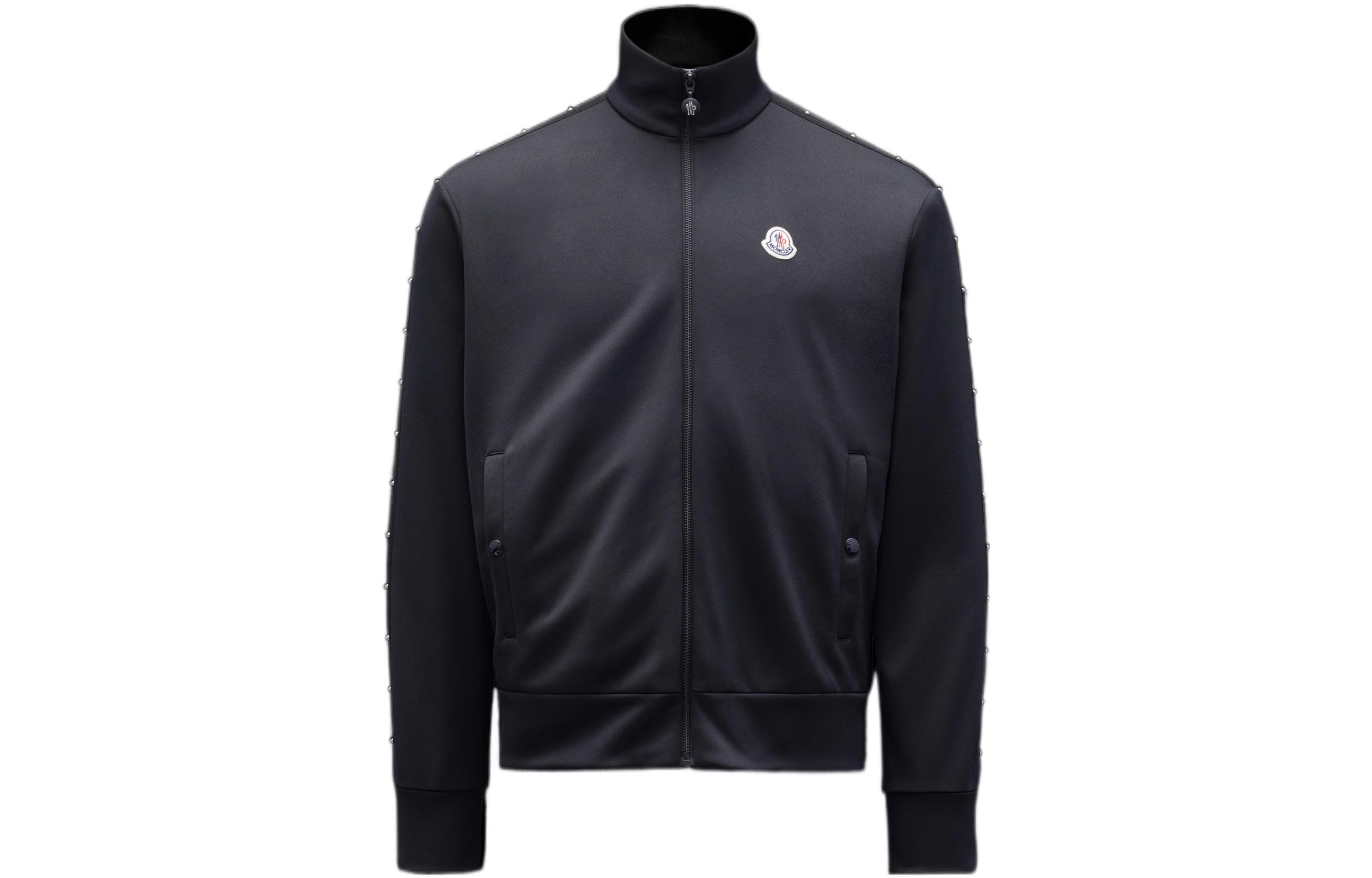 Order Moncler SS22 Jaket Hitam Lengan Panjang dengan Resleting dan Detail Stud. H20918G00003899A1999