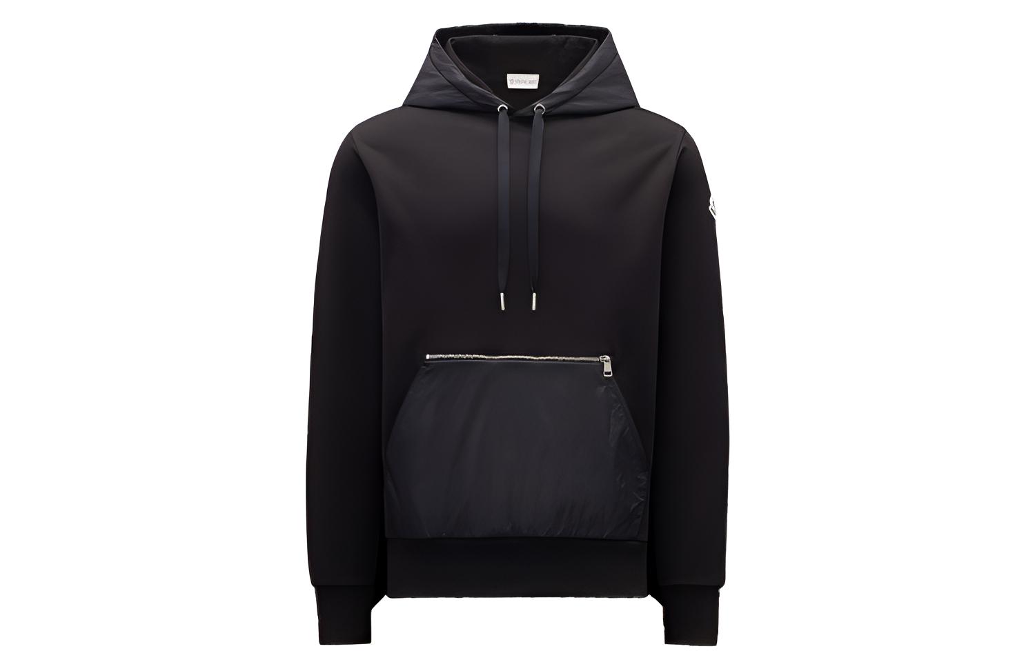 Buy Moncler SS22  Black Pullover Hoodie with Solid Color Panels. H20918G00004809KR999