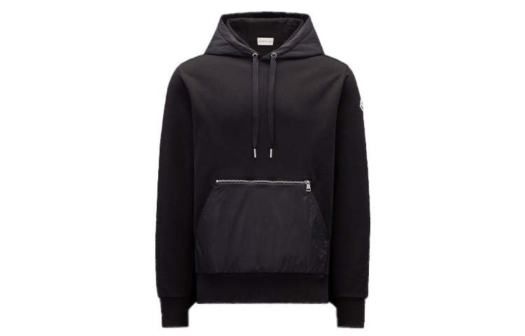 Order Moncler SS22  Black Pullover Hoodie with Solid Color Panels. H20918G00004809KR999