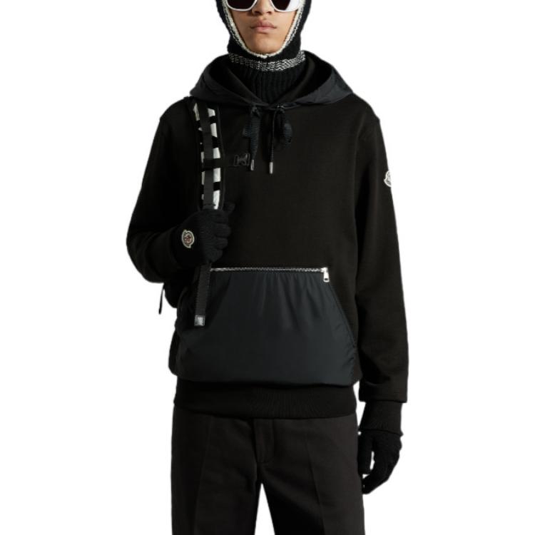 Lookbook Moncler SS22  Black Pullover Hoodie with Solid Color Panels. H20918G00004809KR999