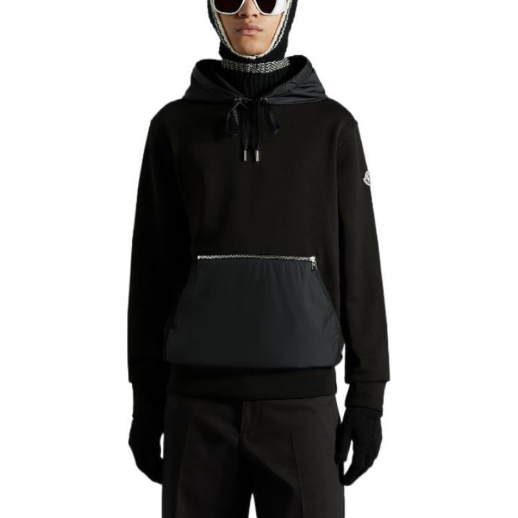Purchase Moncler SS22  Black Pullover Hoodie with Solid Color Panels. H20918G00004809KR999