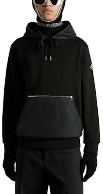 Moncler SS22 Black Pullover Hoodie with Solid Color Panels. H20918G00004809KR999 Purchase Moncler SS22 Black Pullover Hoodie with Solid Color Panels. H20918G00004809KR999