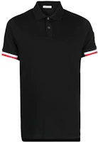Moncler SS22 Black Short Sleeve Polo Shirt with Contrast Cuff Trim. H10918A00023899P0999 Moncler SS22 Black Short Sleeve Polo Shirt with Contrast Cuff Trim. H10918A00023899P0999