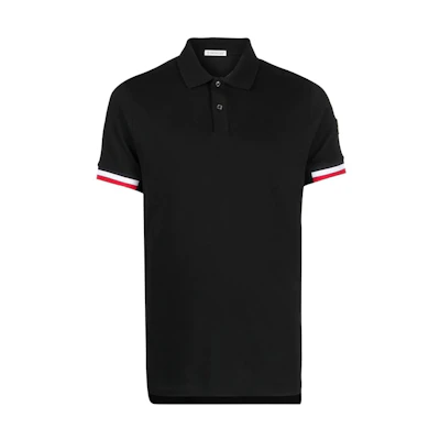 Moncler SS22 Black Short Sleeve Polo Shirt with Contrast Cuff Trim. H10918A00023899P0999