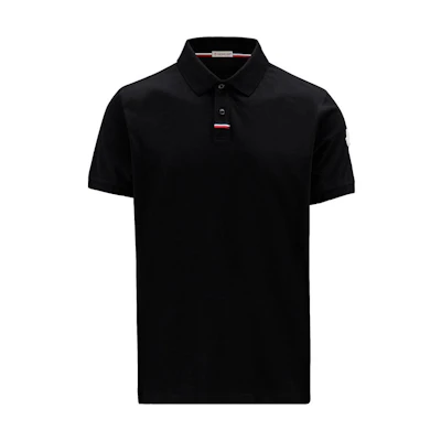 Moncler SS22 Black Solid Logo Patch Polo Shirt. H10918A00022899P0999