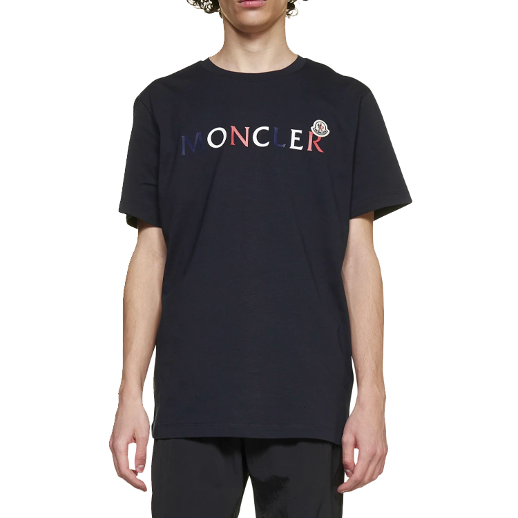 Moncler SS22  Blue Letter Print Short Sleeve T-Shirt 8C000438390T778 圖 4