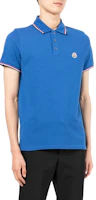 Shop Moncler SS22 藍色徽標印花單排扣領POLO衫。 8A7030084556793
