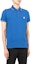 Shop Moncler SS22 Blue Polo Shirt with Logo Print and Single-Breasted Collar. 8A7030084556793