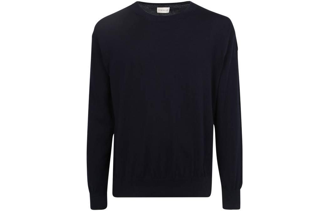 Moncler SS22  Blue Solid Color Crewneck Relaxed Fit Long Sleeve Sweatshirt H10919C00013M1611742