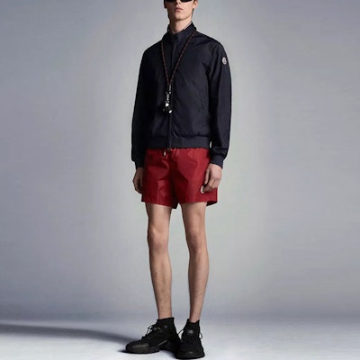 Moncler SS22 Blue Waterproof Jacket with Solid Logo Patch. H10911A0007868352775 Lookbook Moncler SS22 Blue Waterproof Jacket with Solid Logo Patch. H10911A0007868352775