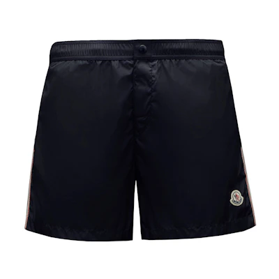 Moncler SS22 Classic Satin Loose Swim Shorts Navy Blue. H10912C0000453326743