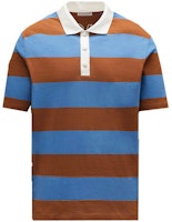 Moncler SS22 Colorblock Striped Logo Print Short Sleeve Polo Shirt Blue H10918A00016899NN706 Moncler SS22 Colorblock Striped Logo Print Short Sleeve Polo Shirt Blue H10918A00016899NN706