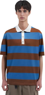 Moncler SS22 Kaos Polo Garis Colorblock Logo Cetak Lengan Pendek Biru. H10918A00016899NN706 Details for Moncler SS22 Kaos Polo Garis Colorblock Logo Cetak Lengan Pendek Biru. H10918A00016899NN706