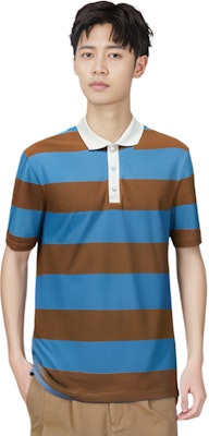 Moncler SS22 Kaos Polo Garis Colorblock Logo Cetak Lengan Pendek Biru. H10918A00016899NN706 Sizing Moncler SS22 Kaos Polo Garis Colorblock Logo Cetak Lengan Pendek Biru. H10918A00016899NN706