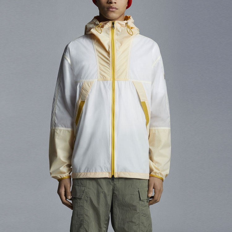 Shop Moncler SS22  Colorblock Zip-Up Hooded Jacket Curry Color. H10911A0013153A1U140