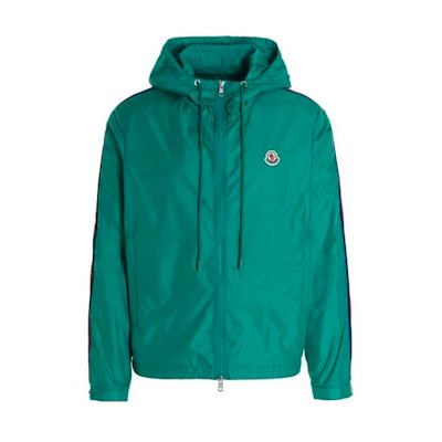 Moncler SS22 Green Logo Patch Zipper Hoodie Jacket. H10911A000856835283S