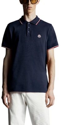 몽클레르 SS22 인디고 로고 패치 스트라이프 트림 폴로 셔츠. H20918A7030084556796 Purchase 몽클레르 SS22 인디고 로고 패치 스트라이프 트림 폴로 셔츠. H20918A7030084556796