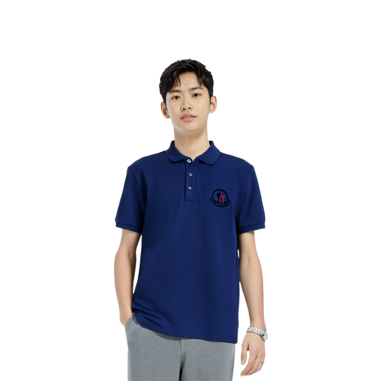 Moncler SS22  Logo Casual Short Sleeve Polo Shirt Blue. H10918A0000484556793 圖 4