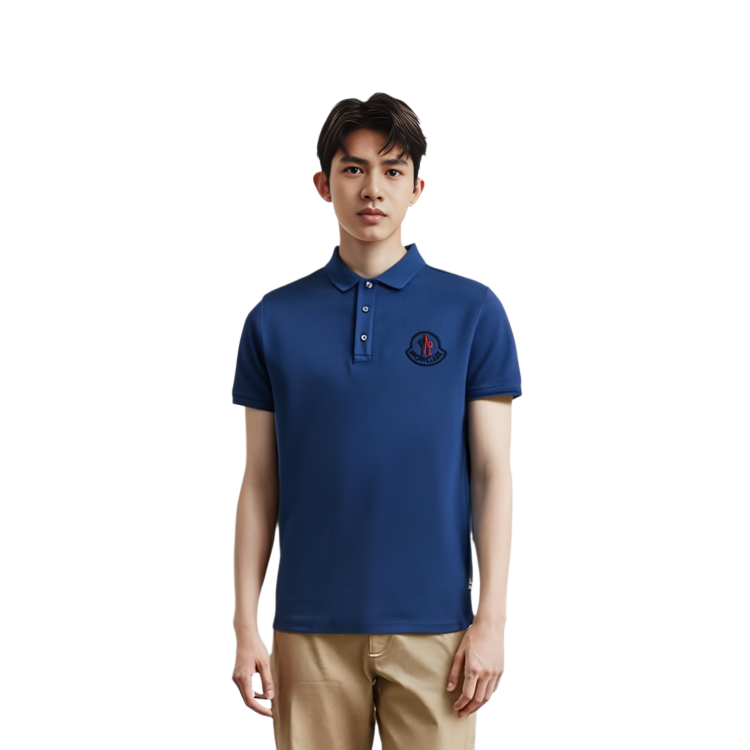 Moncler SS22  Logo Casual Short Sleeve Polo Shirt Blue. H10918A0000484556793 圖 5
