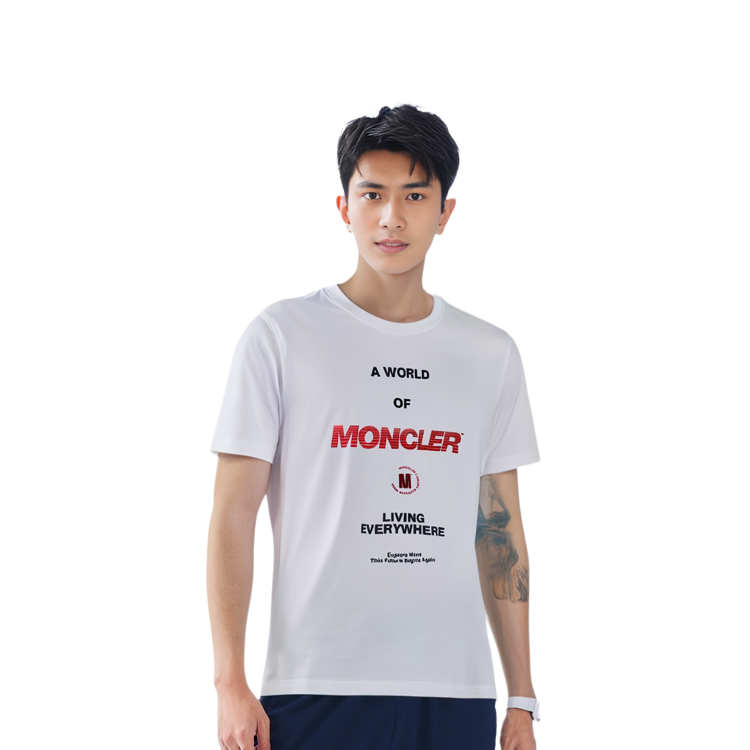 Purchase Moncler SS22 Kemeja-T Cetakan Logo Lengan Pendek Kasual. 8C00024829H8001