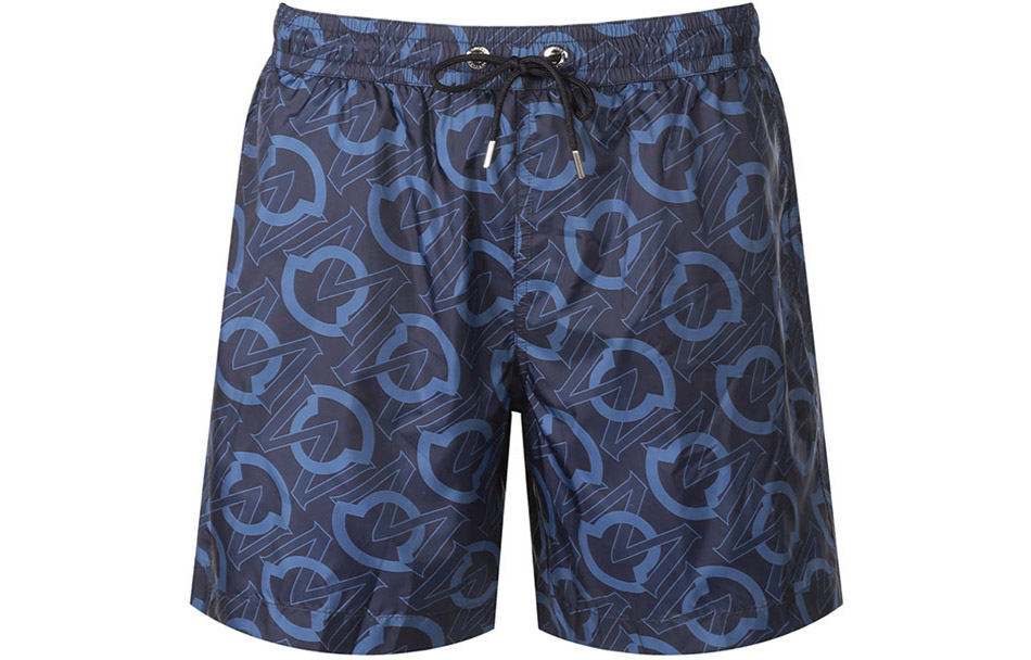 Moncler SS22  Navy All-Over Logo Print Drawstring Swim Shorts. 2C0002059630778