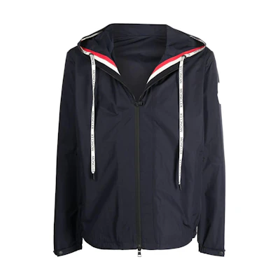 Moncler SS22 Navy Colorblock Striped Drawstring Zip Jacket. H10911A0016154A9174S