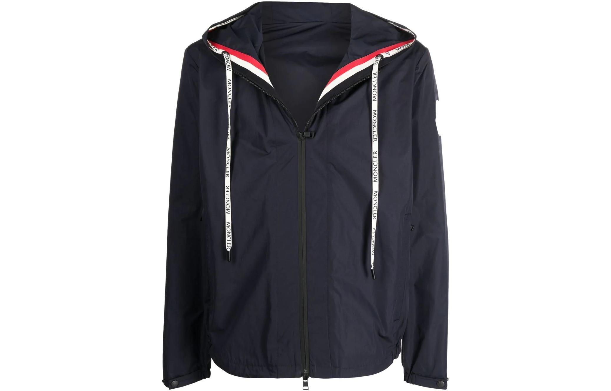 Order Moncler SS22 Jaket Zip Berlengan Tarik Berjalur Warna Navy. H10911A0016154A9174S