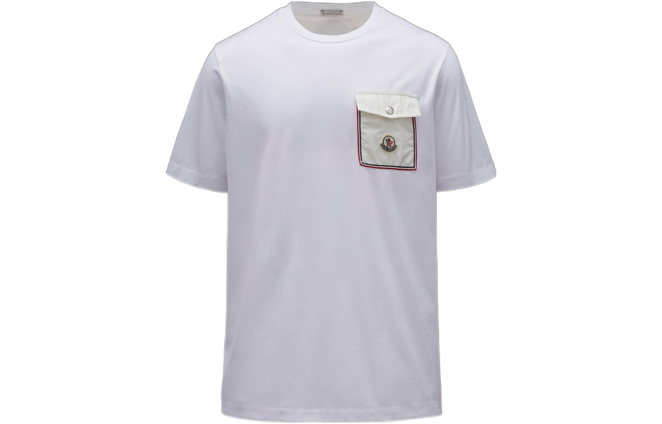 Moncler SS22  Solid Logo Embroidered Pocket Crew Neck Short Sleeve T-Shirt H10918C000488390Y001