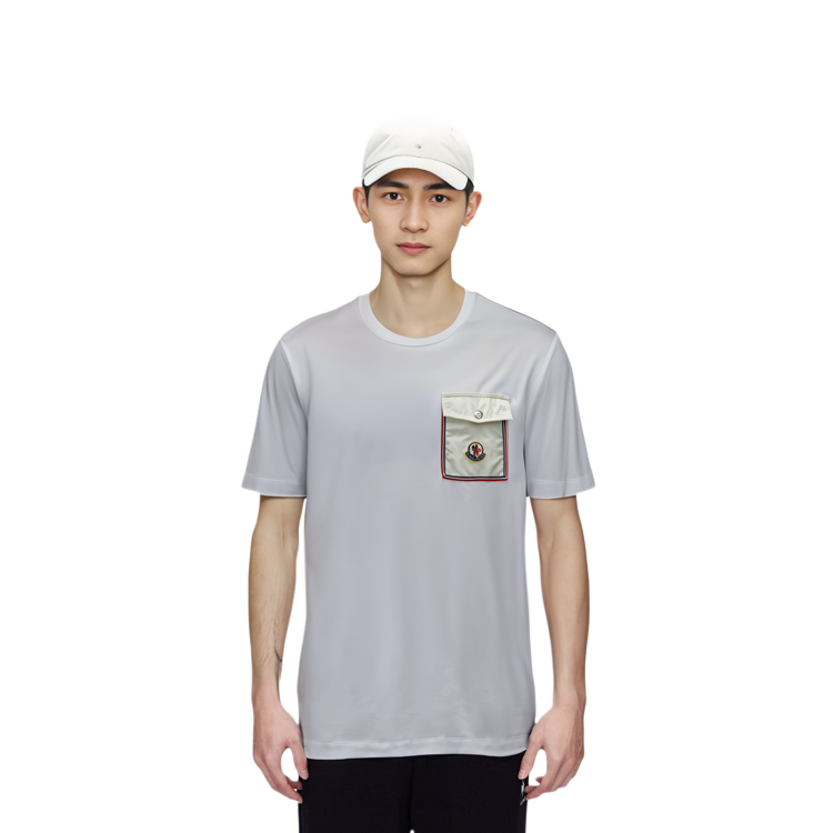 Details for Moncler SS22 Logo Sulam T-Shirt Lengan Pendek Crew Neck dengan Poket H10918C000488390Y001