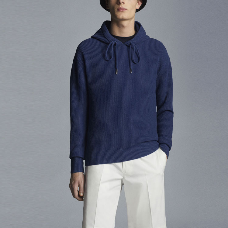 Moncler SS22  Solid Navy Blue Wool Pullover Hoodie Sweater. H10919G00002M1900746 圖 3