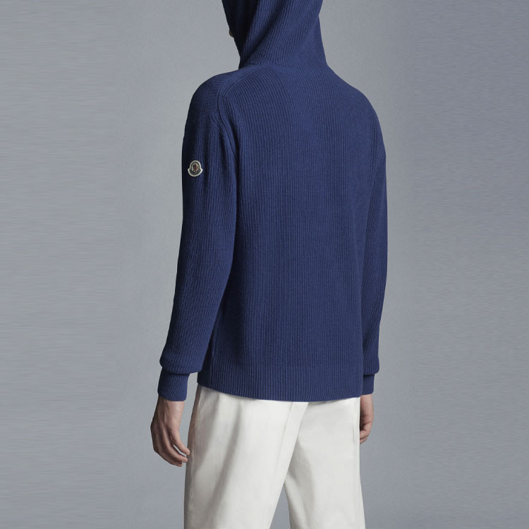 Moncler SS22  Solid Navy Blue Wool Pullover Hoodie Sweater. H10919G00002M1900746 圖 4