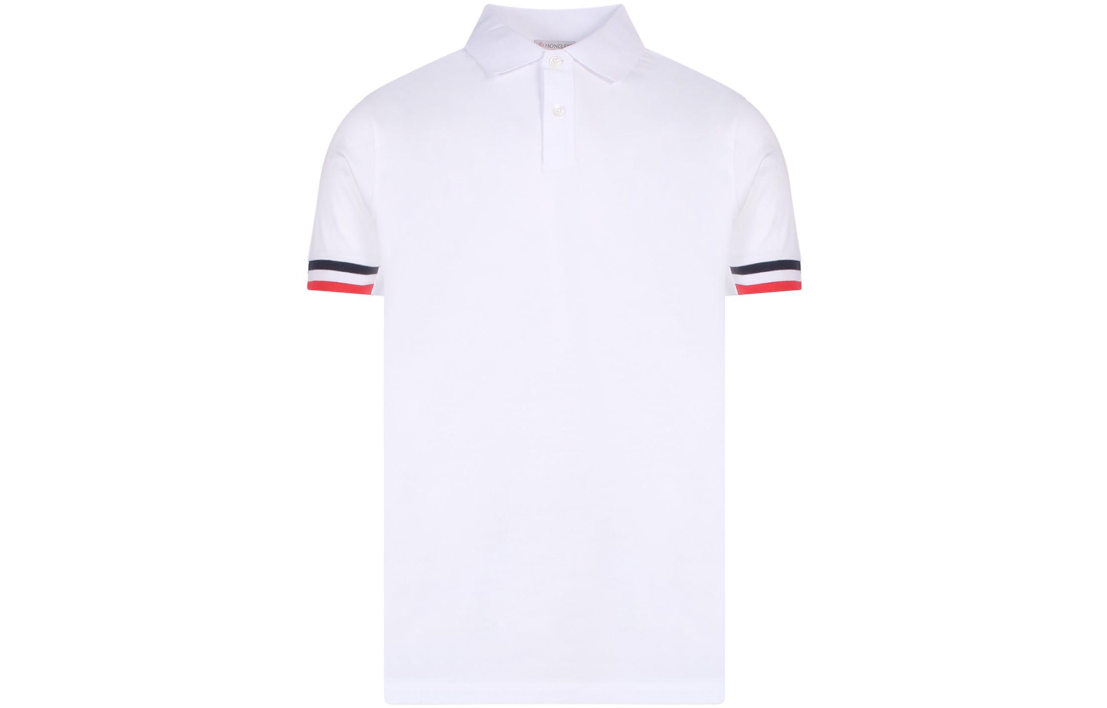 Order Moncler SS22 Baju Polo Lengan Pendek Berjalur Padat 8A00023899P0001