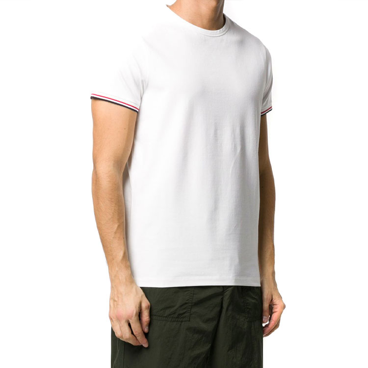 Shop Moncler SS22 Baju-T Lengan Pendek Cotton Regang Putih. H10918C7160087296004