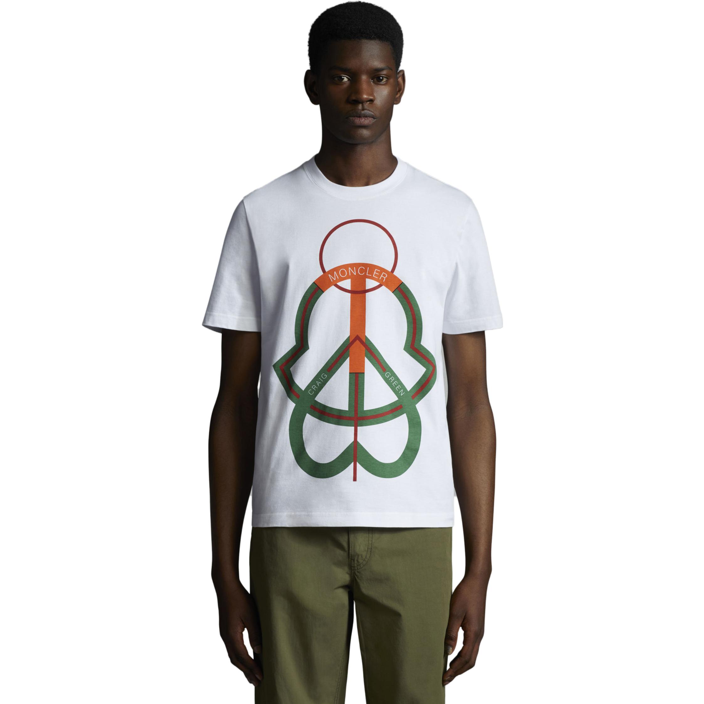 Moncler SS22  White Cotton Printed Crewneck T-Shirt. H109H8C00002M1739034 圖 4