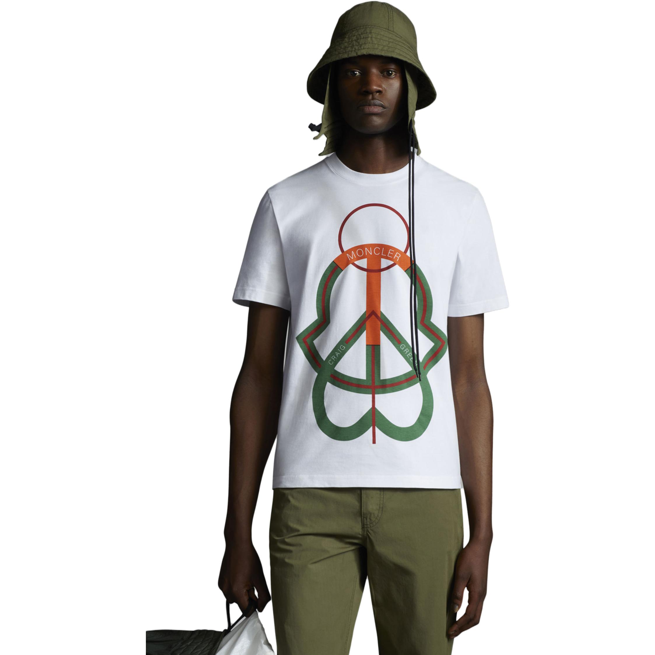 Moncler SS22  White Cotton Printed Crewneck T-Shirt. H109H8C00002M1739034 圖 5