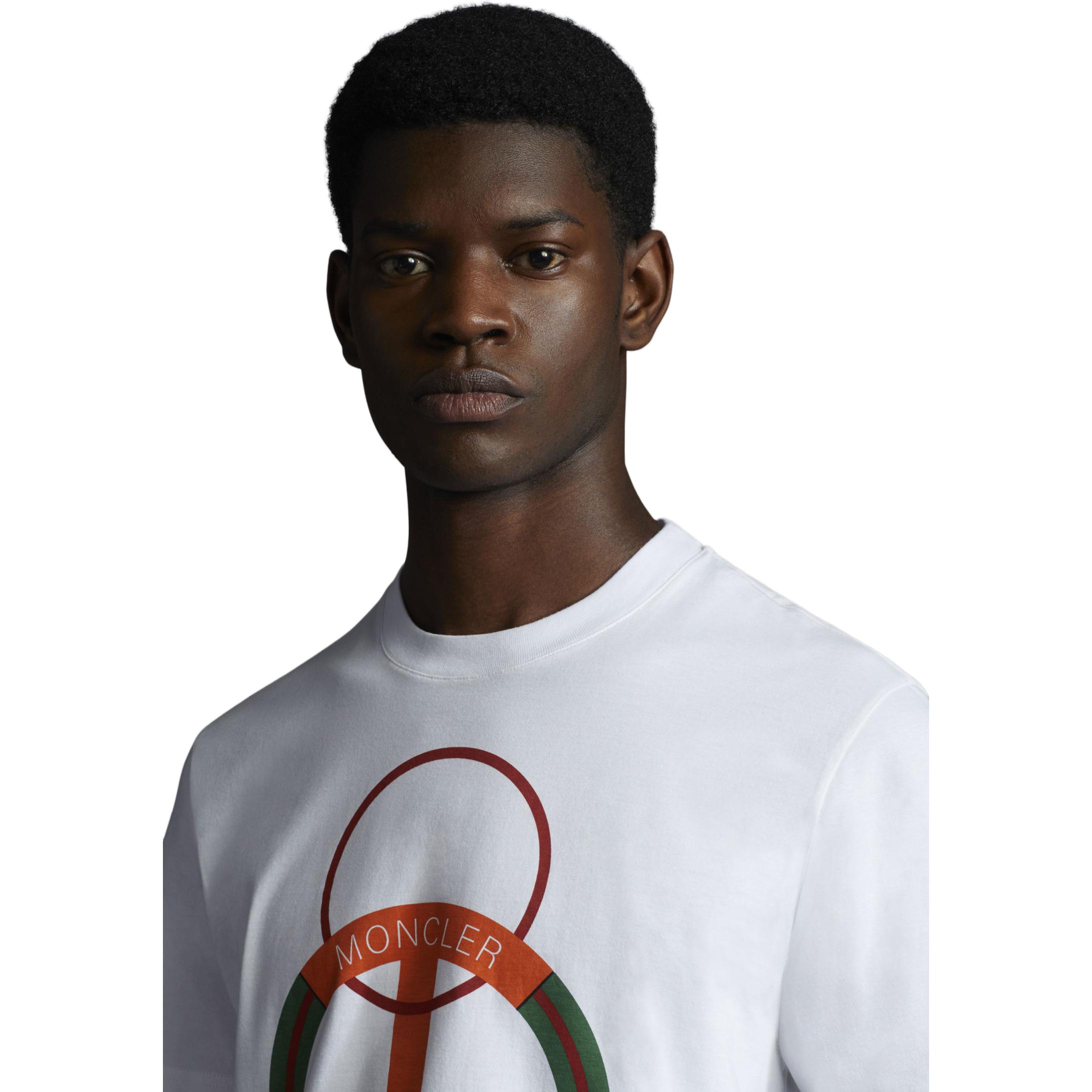 Moncler SS22  White Cotton Printed Crewneck T-Shirt. H109H8C00002M1739034 圖 6