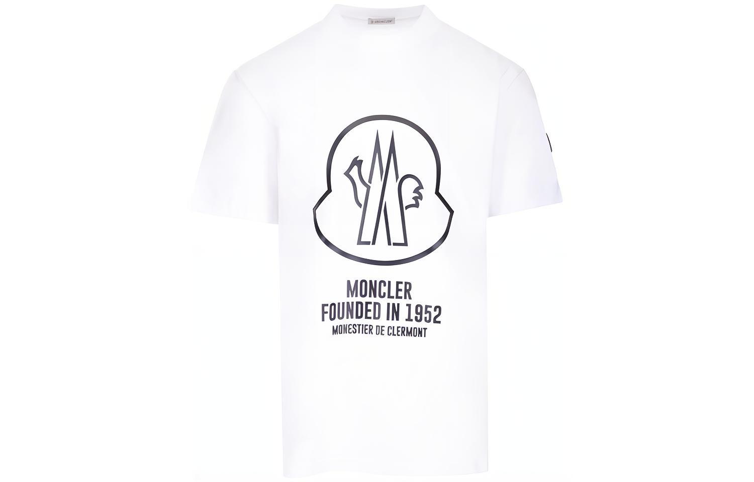 Moncler SS22  White Logo Print Crewneck Short Sleeve T-Shirt H10918C000298390T001