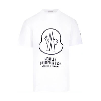 Moncler SS22 White Logo Print Crewneck Short Sleeve T-Shirt H10918C000298390T001