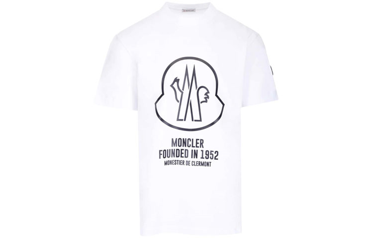 Order Moncler SS22 Kaos Putih Logo Cetak Lengan Pendek Crewneck H10918C000298390T001