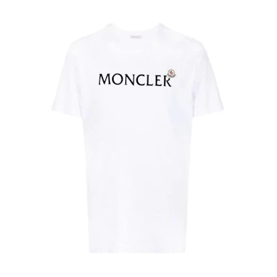 Moncler SS22 White Logo Print Crewneck T-Shirt. H20918C000258390T001
